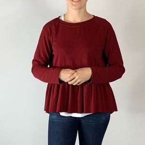 🌸 2 for $12! Burgundy Ruffled Top